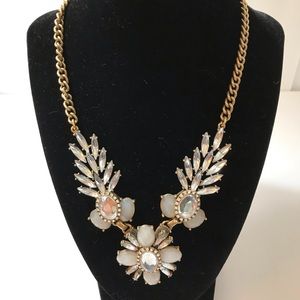 Matte Gold, Ivory Stone and Jeweled Neclace